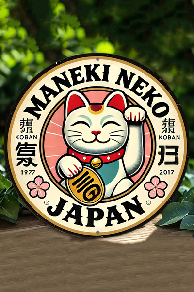 kutuTR 🐱 Maneki Neko Japon Şans Kedisi MDF Duvar Dekoru – 20 cm DT013