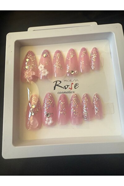 Şirince Simli taşlı takma tırnak