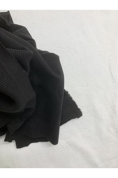 Yiğit Kumaş Black Camisole (Ribbed Ribbed) Fabric, Piece 40X120 cm