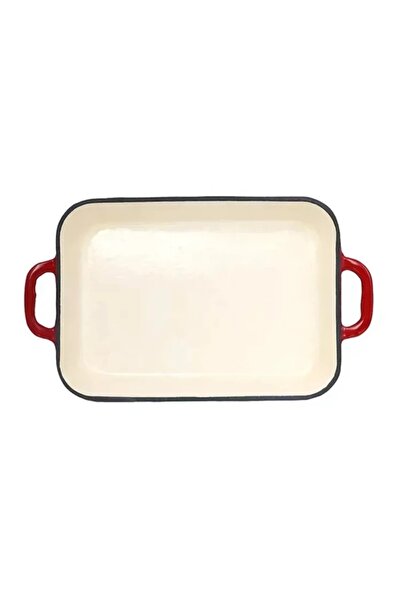 Perfect Home Enameled cast iron tray with handles, 33.5x22x7 cm, 16642, red