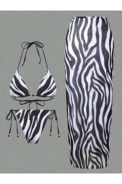 BF Bikini Fashion Sandazo Zebra Bikini Pareo Set