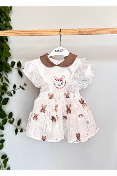 KapsülBebek %100 organik pamuk 2’li yazlık kız bebek elbise takım – dantelli ...