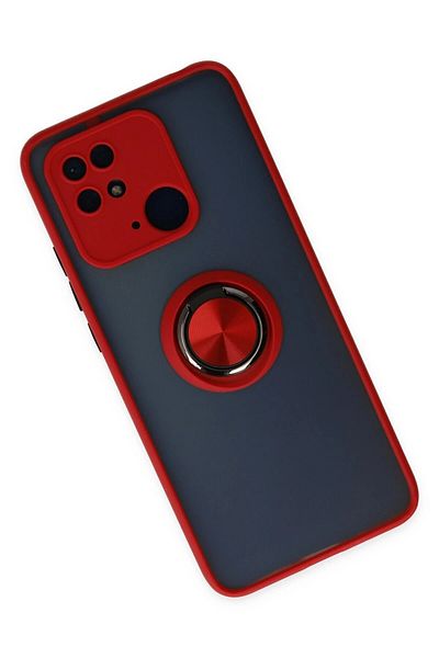 CepteToptan حافظة هاتف Xiaomi Redmi 10C من السيليكون مونتريال مع حلقة - أحمر - MKİ4223-4936