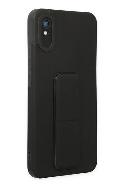 CepteToptan حافظة هاتف Xiaomi Redmi 9A مصنوعة من السيليكون مع حامل كبير - أسود - MKİ9085-7024