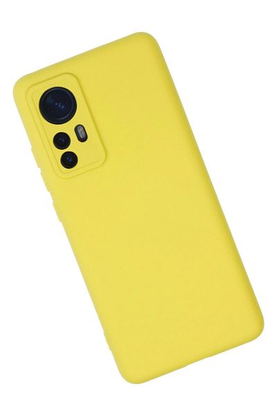 CepteToptan حافظة هاتف Xiaomi Mi 12 من السيليكون المخملي الداخلي - أصفر - MKİ3888-6734