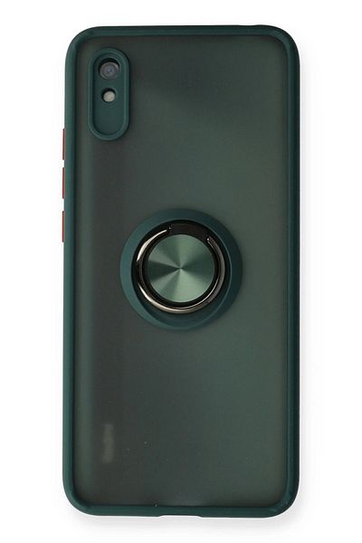 CepteToptan حافظة هاتف Xiaomi Redmi 9A من السيليكون مع حلقة مونتريال - أخضر - MKİ8863-5701