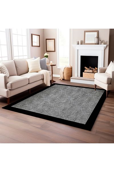 Exporgin Black Herringbone Frame 3D Digital Printing Anti-Slip Backing Carpet