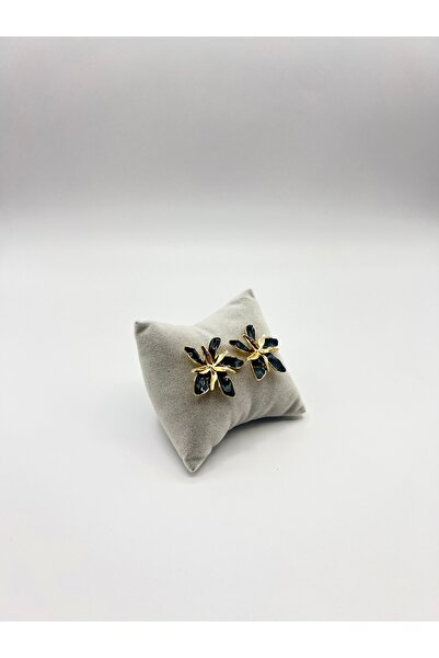 Kokoş İşler Black Elegance Flower Earrings