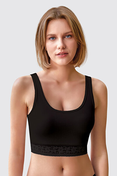 Gawzera Berrak 2-Piece Lace Detailed Cotton Thick Strap Hollow Collar Undershirt