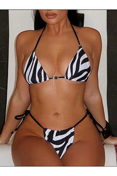 nuriçgiyim Zarifa Zebra Bikini Pareo Set