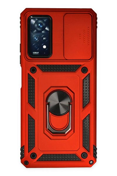 CepteToptan حافظة هاتف Xiaomi Redmi Note 11 Pro من السيليكون مع حلقة عدسة Pars - أحمر - MKİ7347-6485