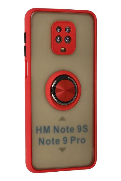 CepteToptan حافظة هاتف Xiaomi Redmi Note 9 Pro من السيليكون مونتريال مع حلقة - أحمر - MKİ3664-8386