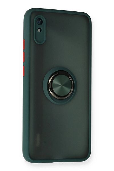 CepteToptan حافظة هاتف Xiaomi Redmi 9A من السيليكون مع حلقة مونتريال - أخضر - MKİ8863-5701