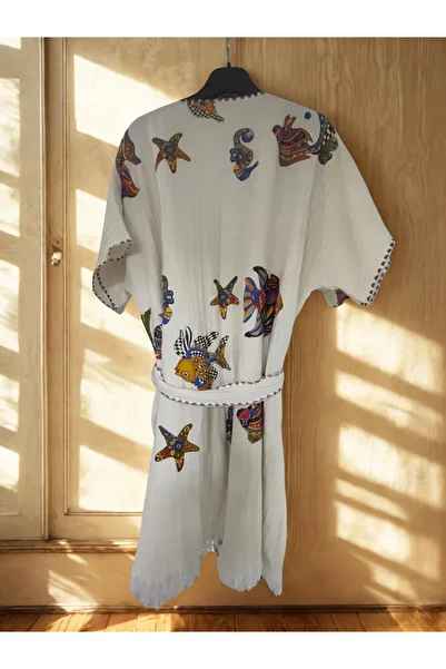 TekStilize Sea Group Fish Patterned Kimono (100% Cotton)
