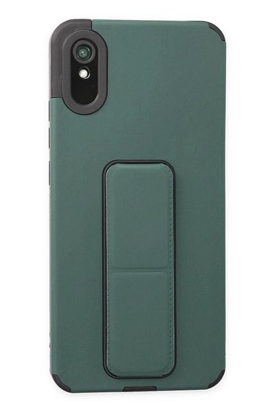 CepteToptan حافظة هاتف Xiaomi Redmi 9A مصنوعة من السيليكون مع حامل كبير - أخضر - MKİ3187-7034