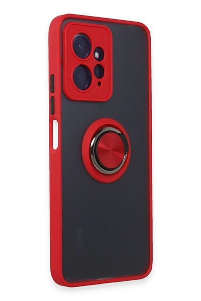 CepteToptan حافظة هاتف Xiaomi Redmi Note 12 4G من السيليكون مع حلقة مونتريال - أحمر - MKİ7776-8486