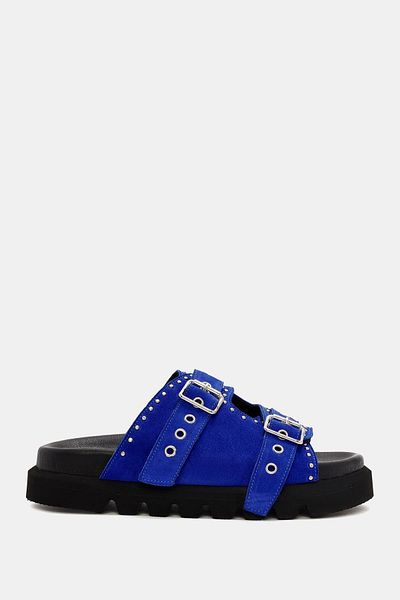 Bestyle Zley Women's Sax Iron Buckle Real Leather Slippers