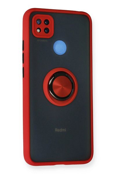 CepteToptan حافظة هاتف Xiaomi Redmi 9C من السيليكون مع حلقة مونتريال - أحمر - MKİ1718-3320