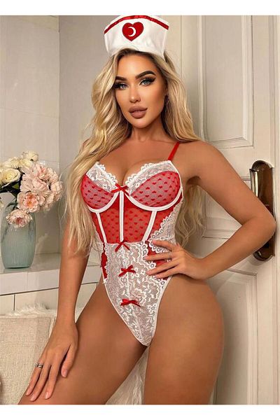 Bonnie Clyde Костюм с фентъзи сърце и дантела - червен - BCP1.84I80L-KOI