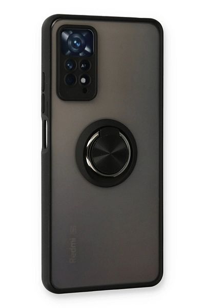 CepteToptan حافظة هاتف Xiaomi Redmi Note 11 Pro من السيليكون مع حلقة مونتريال - أسود - MKİ3594-2572