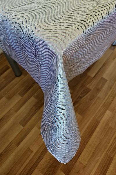 Rona Home Silver Parallel Stripes Transparent Pvc Tablecloth Erasable Oilcloth Table Cloth Luxury Straw Waterproof.