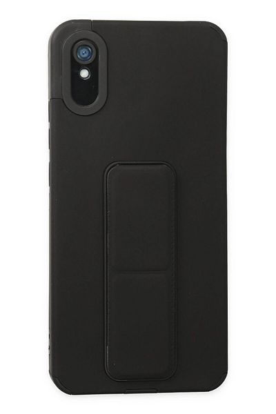 CepteToptan حافظة هاتف Xiaomi Redmi 9A مصنوعة من السيليكون مع حامل كبير - أسود - MKİ9085-7024