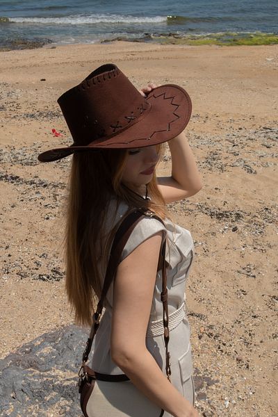 nura Brown Nubuck Cowboy Hat