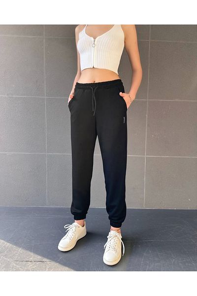 UGETTA Comfortable Fabric Tracksuit with Elastic Legs Black
