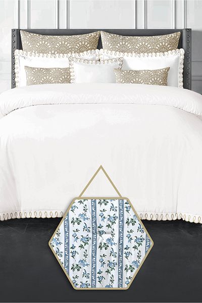 Bee Home Bed and Bath Loopy Scallop | 8 Pieces King Comforter Set - 280 X 244 Cm - White