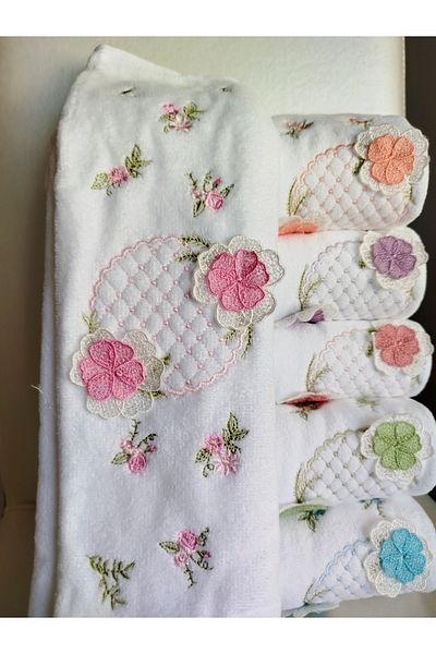 Fiesta Aybüke Λευκό Βελούδο 3D Κεντημένο Κουτί 50x90 cm 100% βαμβάκι