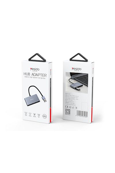 Yesido HB12 4-in-1 Hub – Portable USB Adapter with 4 USB 2.0 Ports for Fast Transfer and Charging