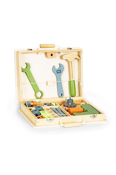 İSP Trusa de Lucru din Lemn Natural, Multiple Unelte si Accesorii, "LikeSmart WoodTools", pentru Copii,