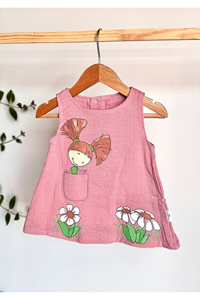 KapsülBebek %100 pamuk yazlık bebek elbisesi – tek parça günlük kız bebek elb...