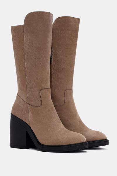 Bestyle Lana Women's Beige Real Leather Heeled Boots