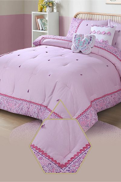 Bee Home Bed and Bath Faye | 5 Pieces Full Comforter Set - 219 X 193 Cm