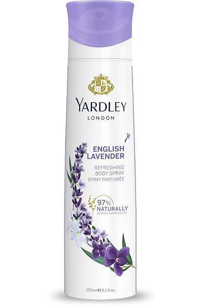 YARDLEY London English Lavender Body Spray For Women, Floral Aromatic Freshness, Relaxing And Calmin