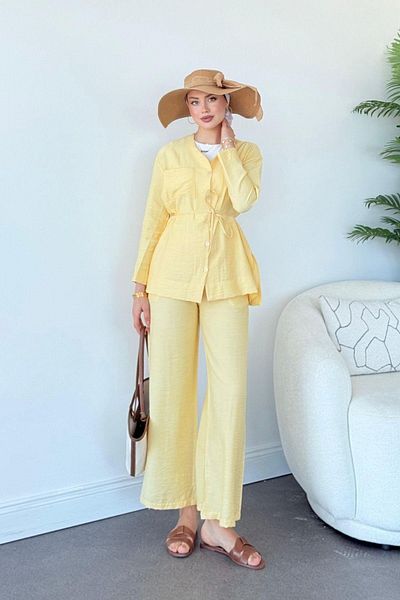 Vent Women's Summer Double Suit – Belted Shirt & Wide Leg Pants