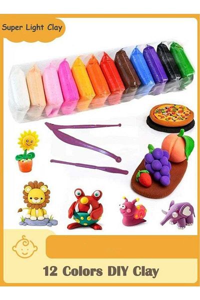 Generic 12 Colors DIY Plasticine for Kids Education, Super Light Modelling Clay Interactive Toy