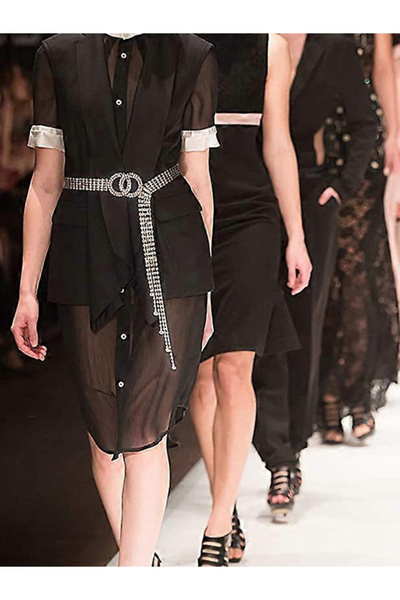 SEMUME Kadın, Parlak, Elmas Kristal Taşlı Bel Zinciri