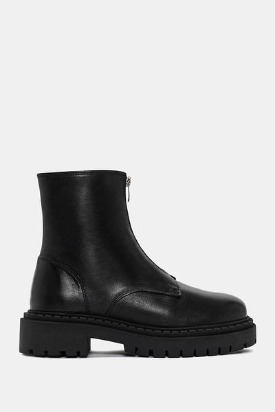Bestyle Ziva Women's Black Real Leather Zippered Boots
