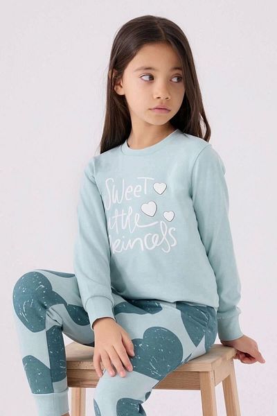 Rolypoly Set de pijamale albastre cu maneca lunga pentru fete