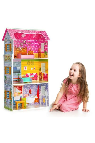İSP Wooden dollhouse without sharp edges, "ISP LikeSmart Single Residence" with 3 floors