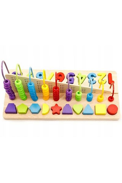 İSP Wooden educational set, "ISP ECOTOYS Sorter", without sharp edges, the set includes Numbers, Shapes, Board