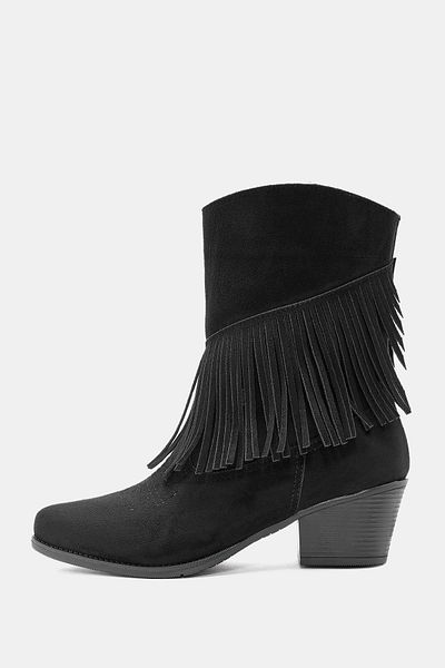 Bestyle Γυναικείες μαύρες φούντες Western μπότες Buenavista