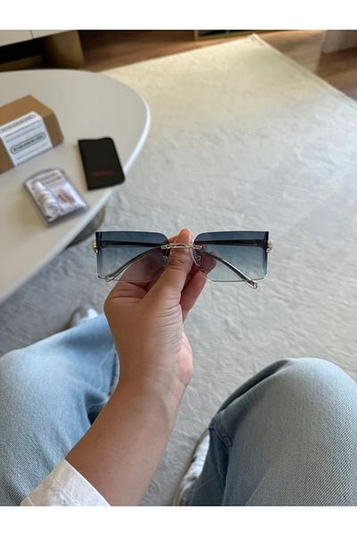 RoseandRoses Arva Logo Detail New Season Sunglasses Blue Silver