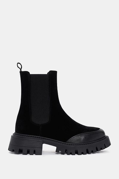 Bestyle Gates Women's Black Real Suede Leather Chelsea Boots