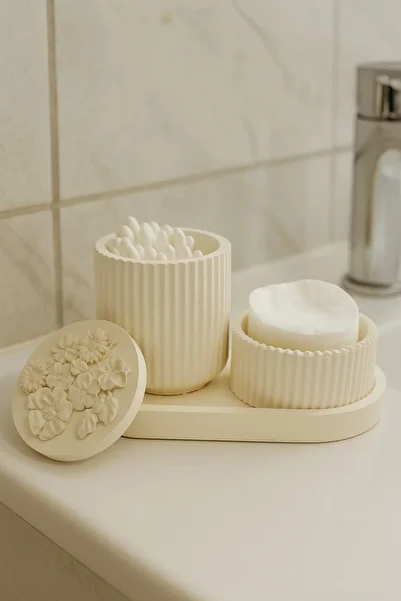 ATÖLYE VİVA White Organizer Bathroom Set
