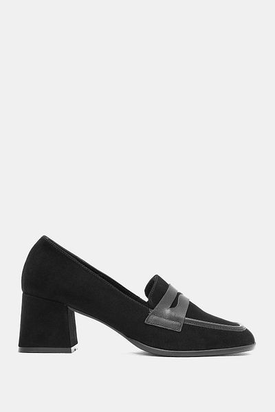 Bestyle Erica Women's Black Real Suede Leather Heeled Shoes