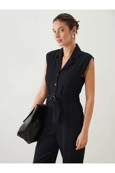 LC Waikiki Lcwaikiki Classic Shirt Collar Belted Women's Jumpsuit (S5)