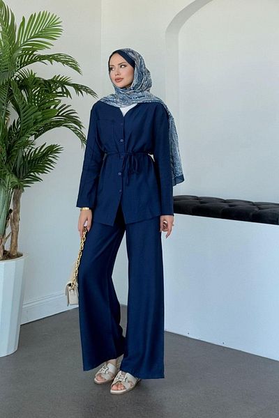 Vent Women's Summer Double Suit – Belted Shirt & Wide Leg Pants